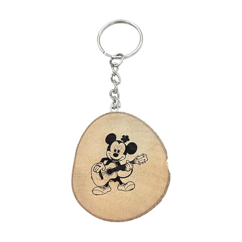 Promotech Majic Mouse spielt Guitarre Handgefertigter Lasergravierter Einzelstück Schlüsselanhänger aus Holz von Promotech