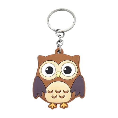 Promotech Süßer Eule Schlüsselanhänger – 1 Stück PVC Schlüsselring für Kinder & Erwachsene – Niedlicher Tier-Anhänger für Rucksack, Tasche, Auto & Schlüsselbund von Promotech