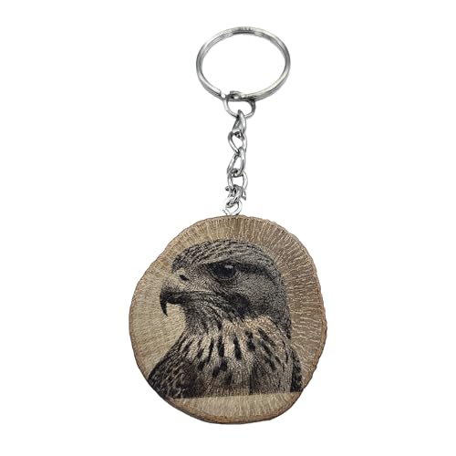 Promotech Turmfalke Greifvogel Handgefertigter Lasergravierter Einzelstück Schlüsselanhänger aus Holz von Promotech