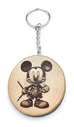 Promotech zauberhafter Mickey Mouse Laser-gravierten Naturholz-Schlüsselanhänger: Das ideale Geschenk für Erwachsene und Kinder! (Mickey Mouse) von Promotech