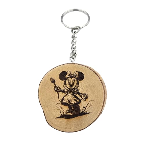 Promotech zauberhafter Mickey Mouse Laser-gravierten Naturholz-Schlüsselanhänger: Das ideale Geschenk für Erwachsene und Kinder! (Minnie Mouse) von Promotech