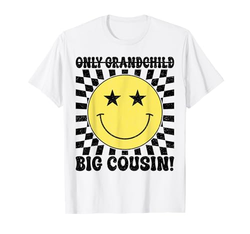 Retro Smile Face Only Enkelkind Big Cousin Kleinkind Kinder T-Shirt von Promoted To Big Cousin Smile Face