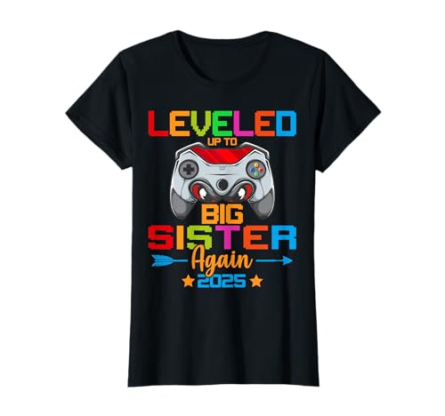 Wieder zur Großen Schwester hochgestuft 2025 Gamer Big Sis Girls Kids T-Shirt von Promoted To Big Sister 2025 Sibling Gifts Tee