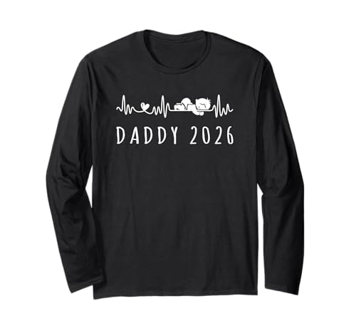 Daddy 2026 Heartbeat Baby Ankündigung Soon To Be Dad Langarmshirt von Promoted To Daddy 2026 Pregnancy Announcement
