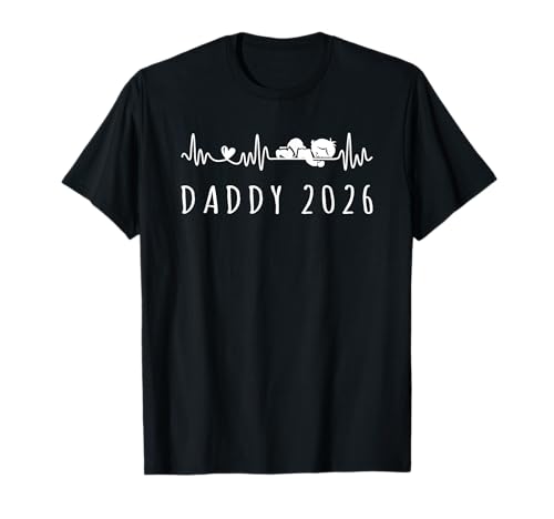 Daddy 2026 Heartbeat Baby Ankündigung Soon To Be Dad T-Shirt von Promoted To Daddy 2026 Pregnancy Announcement