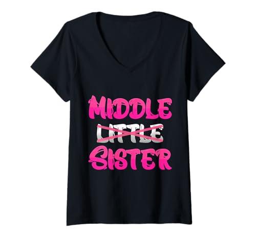 Damen Promoted to Middle Sister Baby Ankündigung Lustige Geschenke T-Shirt mit V-Ausschnitt Damen Promoted to Middle Sister Baby Ankündigung Lustige Geschenke T-Shirt mit V-Ausschnitt von Promoted To Middle Sister Baby Announcement Gifts