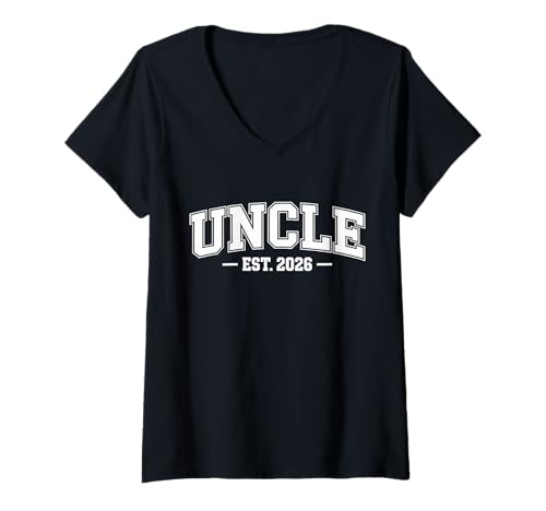 Damen Promoted To Uncle Est 2026 Uncle To Be Shirts 1. Mal Onkel T-Shirt mit V-Ausschnitt von Promoted To Uncle Est 2026 Uncle To Be Shirts