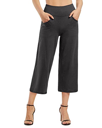 Promover Yogahose Damen Weites Bein Caprihose Damen Sommer Sommerhose Leicht 3/4 mit Taschen Sporthose Freizeithose von Promover