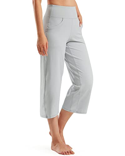 Promover Yogahose Damen Weites Bein Caprihose Damen Sommer Sommerhose Leicht 3/4 mit Taschen Sporthose Freizeithose von Promover