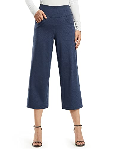 Promover Yogahose Damen Weites Bein Caprihose Damen Sommer Sommerhose Leicht 3/4 mit Taschen Sporthose Freizeithose von Promover