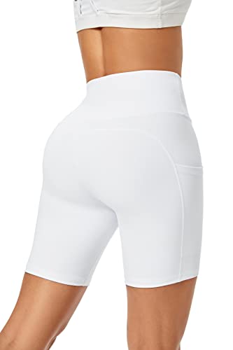 Promover Activewear-Shorts für Damen Kurze Leggings Blickdicht Radlerhose mit Taschen Hohe Taille Sporthose Trainieren Sportshorts Fitness Yoga Shorts Bauchkontrolle 4-Wege-Stretch Sommer Hotpants von Promover