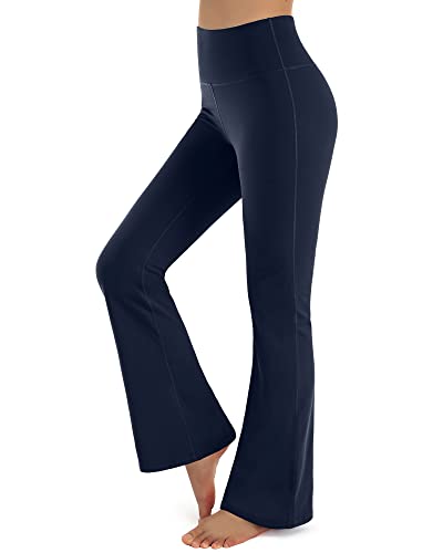 Promover Yoga Hosen Damen Stretch Mit Taschen Activewear-Hosen Trainieren Bootleg Schlaghose Bootcut Sporthose Fitness Hohe Taille Flare Hose Aktive Freizeit Jazzpants von Promover