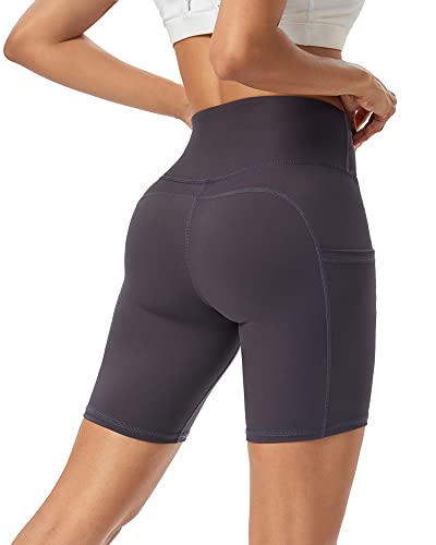 Promover Activewear-Shorts für Damen Kurze Leggings Blickdicht Radlerhose mit Taschen Hohe Taille Sporthose Trainieren Sportshorts Fitness Yoga Shorts Bauchkontrolle 4-Wege-Stretch Sommer Hotpants von Promover