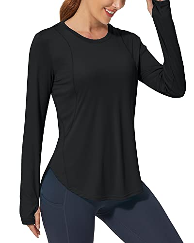 Promover Langarmshirts für Damen Sonnenschutz Shirt UPF 50+ Sport Blusen UV Schutz Leichte Schnell Trocknende Rashguards Draussen Sportshirt von Promover