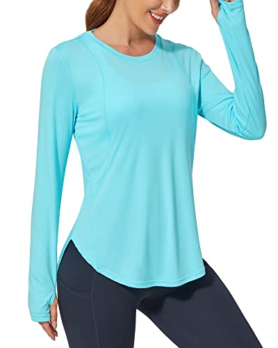 Promover Langarmshirts für Damen Sonnenschutz Shirt UPF 50+ Sport Blusen UV Schutz Leichte Schnell Trocknende Rashguards Draussen Sportshirt von Promover