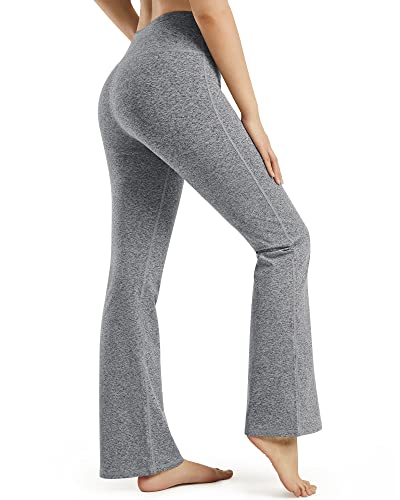 Promover Yoga Hosen Damen Stretch Mit Taschen Activewear-Hosen Trainieren Bootleg Schlaghose Bootcut Sporthose Fitness Hohe Taille Flare Hose Aktive Freizeit Jazzpants von Promover