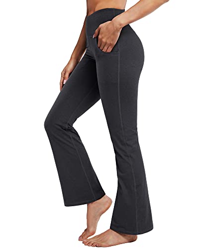 Promover Yoga Hosen Damen Stretch Mit Taschen Activewear-Hosen Trainieren Bootleg Schlaghose Bootcut Sporthose Fitness Hohe Taille Flare Hose Aktive Freizeit Jazzpants von Promover