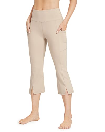 Promover Yogahose Damen 3/4 mit Taschen Caprihose Activewear Hosen Bootleg Schlaghose Bootcut Sporthose Hohe Taille Flare Hose Sommer Fitness Jazzpants von Promover