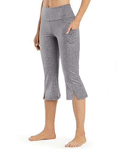 Promover Yogahose Damen 3/4 mit Taschen Caprihose Activewear Hosen Bootleg Schlaghose Bootcut Sporthose Hohe Taille Flare Hose Sommer Fitness Jazzpants von Promover