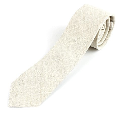 Herren-Krawatte aus Baumwollleinen, schmale Krawatte, sandfarben, einfarbiges Muster – 6,4 cm breit, sand, Einheitsgröße von Proper Materials