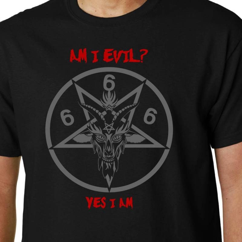 Bin Ich Böse? Ja, Bin T-Shirt/Diamant-Kopf Satan Lavey Heavy Metal Schwarz Sabbat Slogan Ziege Kopf Metallica von Properganda