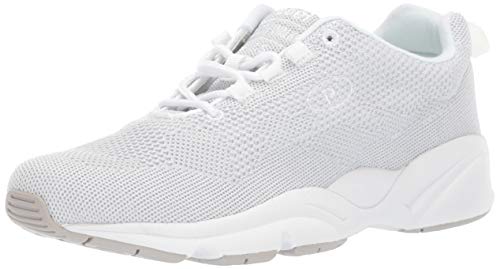 Propét Damen Stability Fly Sneaker, Weiß/silberfarbenes Strick-Mesh, 41 EU Weit von Propét