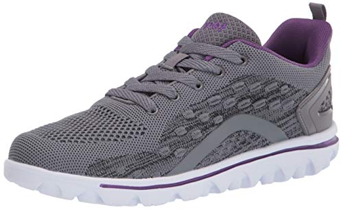 Propét Damen TravelActiv Axial Sneaker, Grau/Violett, 43 EU X-Weit von Propét