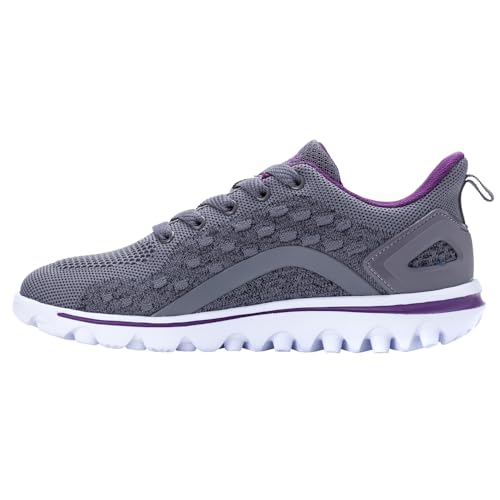 Propét Damen TravelActiv Axial Turnschuh, Grau/Violett, 39.5 EU XX-Weit von Propét