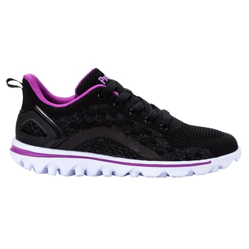 Propét Damen TravelActiv Axial Turnschuh, schwarz/violett, 38.5 EU Schmal von Propét