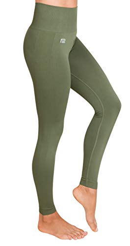 Prosske Damen Seamless Leggings High Waist DLLK2 lange und 3/4 Laufhose Fitnesshose Sporthose (grün lang, M) von Prosske
