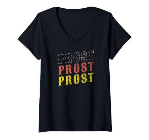 Damen Prost Prost Prost Deutsches Bierfest Damen Oktoberfest T-Shirt mit V-Ausschnitt Damen Prost Prost Prost Deutsches Bierfest Damen Oktoberfest T-Shirt mit V-Ausschnitt von Prost German Pride - Oktoberfest Outfits & Clothes