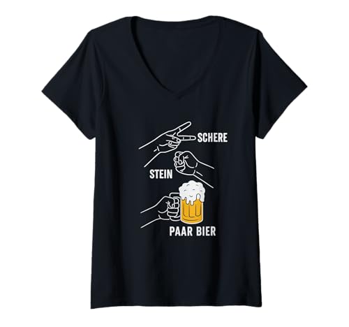 Damen Schere Stein Paar Bier – Lustiges Biertrinker Desing T-Shirt mit V-Ausschnitt Damen Schere Stein Paar Bier – Lustiges Biertrinker Desing T-Shirt mit V-Ausschnitt von ProstNation