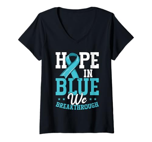 Damen Hoffnung In Blau – Wir Überwinden Das T-Shirt mit V-Ausschnitt Damen Hoffnung In Blau – Wir Überwinden Das T-Shirt mit V-Ausschnitt von Prostatakrebsbewusstseins-solidarität