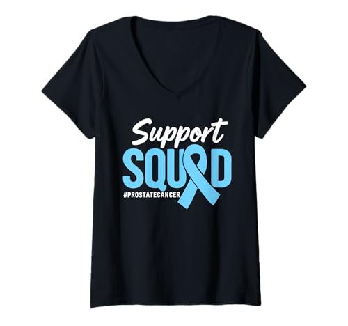 Damen Band zur Unterstützung von Prostatakrebs, Hellblau T-Shirt mit V-Ausschnitt Damen Band zur Unterstützung von Prostatakrebs, Hellblau T-Shirt mit V-Ausschnitt von Prostate Cancer Awareness Month Apparel Men Women