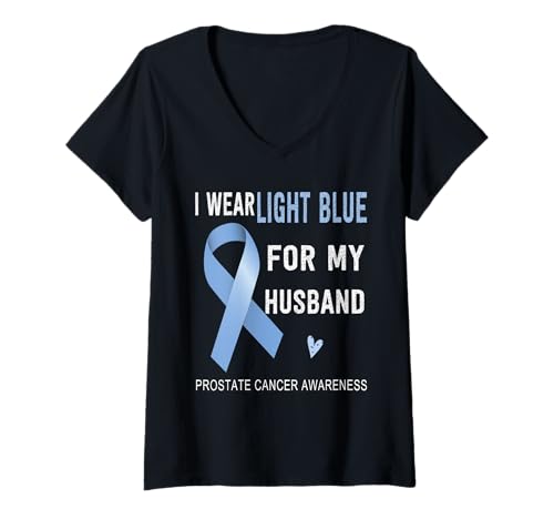 Damen Hellblaues Band für Prostatakrebs-Bewusstsein für Meinen Ehemann T-Shirt mit V-Ausschnitt Damen Hellblaues Band für Prostatakrebs-Bewusstsein für Meinen Ehemann T-Shirt mit V-Ausschnitt von Prostate Cancer Awareness Shirts