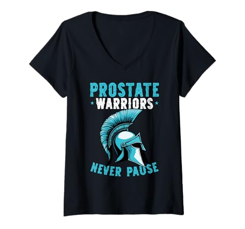 Damen Prostate Warriors Never Pause Prostate Cancer Awareness T-Shirt mit V-Ausschnitt von Prostate Cancer Awareness Solidarity Men’s Health