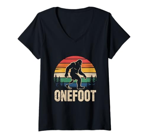 Damen Onefoot Prothetic Leg Amputierte Erholung Bigfoot T-Shirt mit V-Ausschnitt Damen Onefoot Prothetic Leg Amputierte Erholung Bigfoot T-Shirt mit V-Ausschnitt von Prosthetic Leg Amputee Onefoot