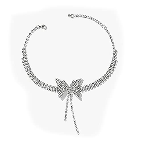 Prosy Bohemian Butterfly Choker Halskette Silber Kristall Halsketten Schmuck Einstellbar für Frauen und Mädchen von Prosy