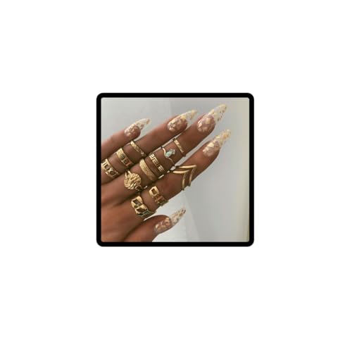 Prosy Boho Kristall Schmetterling/Blume/Halbmond/Welle/Stern/Herz/Opal Knuckle Rings Set Gold Finger Joint Stapelbarer Ring für Frauen und Mädchen (E) von Prosy