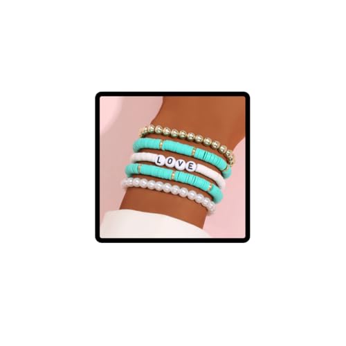 Prosy Boho Mehrschichtige Armbänder Bunte Perlen Ausgefallene Handaccessoires Verstellbarer Schmuck für Frauen und Mädchen (F) von Prosy
