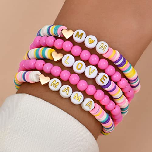 Prosy Boho Mom Multilayer Armbänder Bunte Perlen Fancy Hand Accessoires Einstellbarer Schmuck für Frauen und Mädchen von Prosy