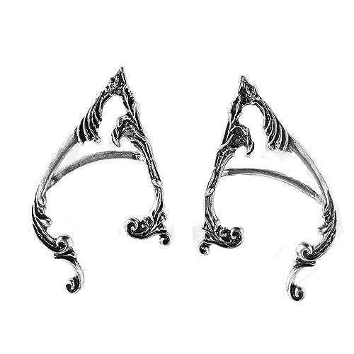 Prosy Gothic Elf Ohr Manschetten Silber Ohrringe Cosplay Vintage Ohrstecker Ohrclips für Frauen im Teenageralter (2 Stück) (Silber) von Prosy