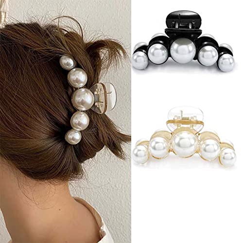 Prosy Haarklammern Perlen Haarspangen Schwarz Haarklammern Haarstyling Clips Haarschmuck Tägliche Party Geschenk für Frauen und Mädchen (2 Stück) von Prosy