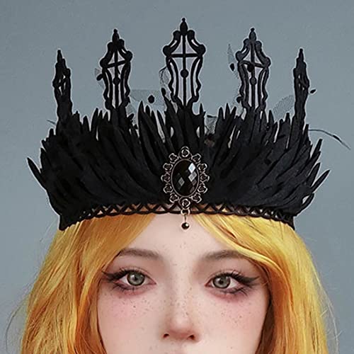 Prosy Haarreif für Halloween, Gothic, schwarze Krone, rote Rose, Blume, Maskerade, Cosplay, Mond, Kopfbedeckung, Damen und Mädchen (C) von Prosy