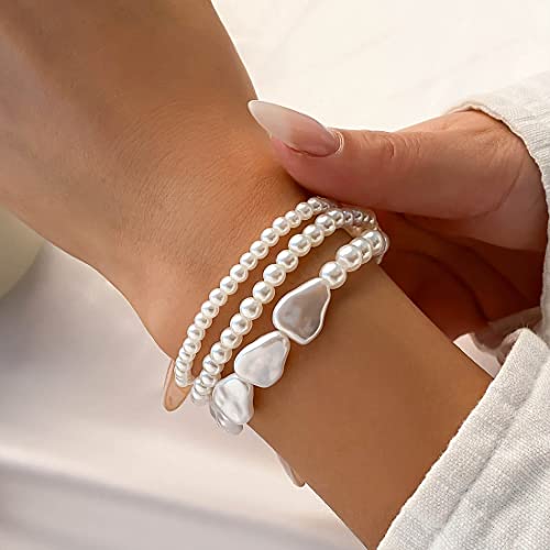 Prosy Layered Perle Choker Halskette Armbänder Knöchel Einstellbare Kragen Halsketten Fuß Schmuck für Frauen und Mädchen (Armband) von Prosy