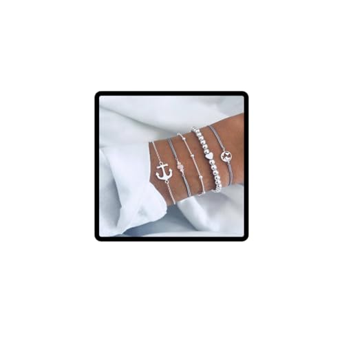 Prosy Multilayer Lucky 8 Armbänder Silver Bead Fantasy Map Pinguin Hand Accessoires Schmuck Einstellbar für Frauen und Mädchen (Sliber B) von Prosy