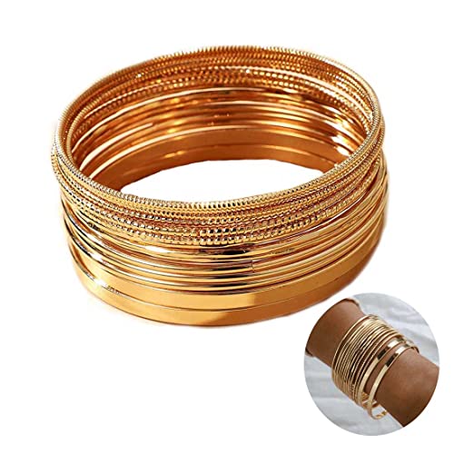 Prosy Multilayer Shiny Wide Armband Set Gold Fancy Hand Accessory Set Einstellbarer Schmuck für Frauen und Mädchen von Prosy