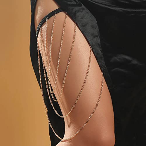 Prosy Sparkle Layered Türkis Beinkette Körperketten Oberschenkelkette Party Bikini Schmuck Accessoires verstellbar für Frauen und Mädchen (Ketten) von Prosy