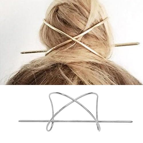 Prosy Vintage Irrigular Gebogen Metall Haarspange für Bun Anti-Rutsch Haar Zubehör Tägliches Party Geschenk für Frauen und Mädchen (Silber) von Prosy