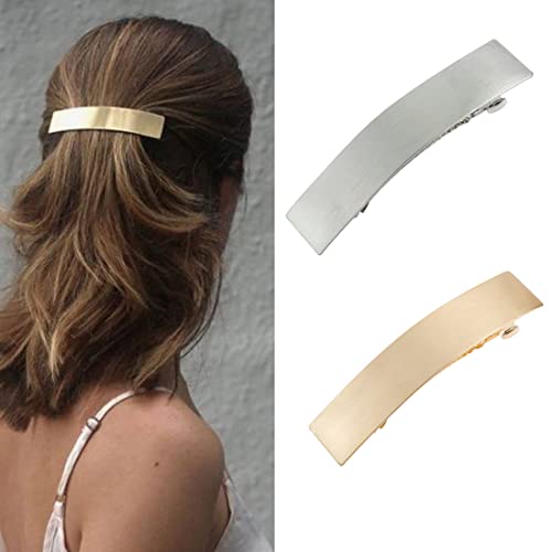 Prosy Vintage-Stil Haarspangen - Klein, Rechteckig, Metallgeometrie, Glatt - Haarschmuck für Frauen und Mädchen (Gold) von Prosy
